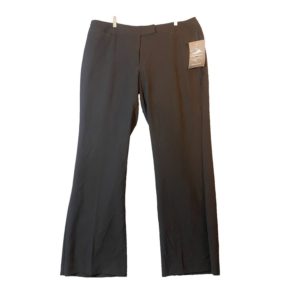 Ashley Stewart Dress Pants Womens Plus 16WA Black Wide Leg Pockets Server NWT